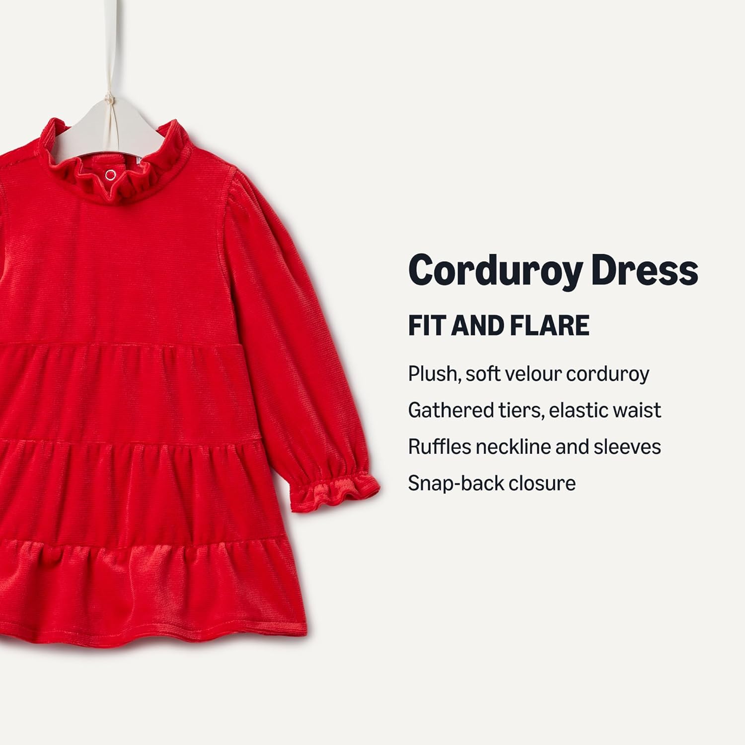 Detalle de Amazon Essentials x Sofia Grainge Toddlers and Baby Girls' Velour Corduroy Dress