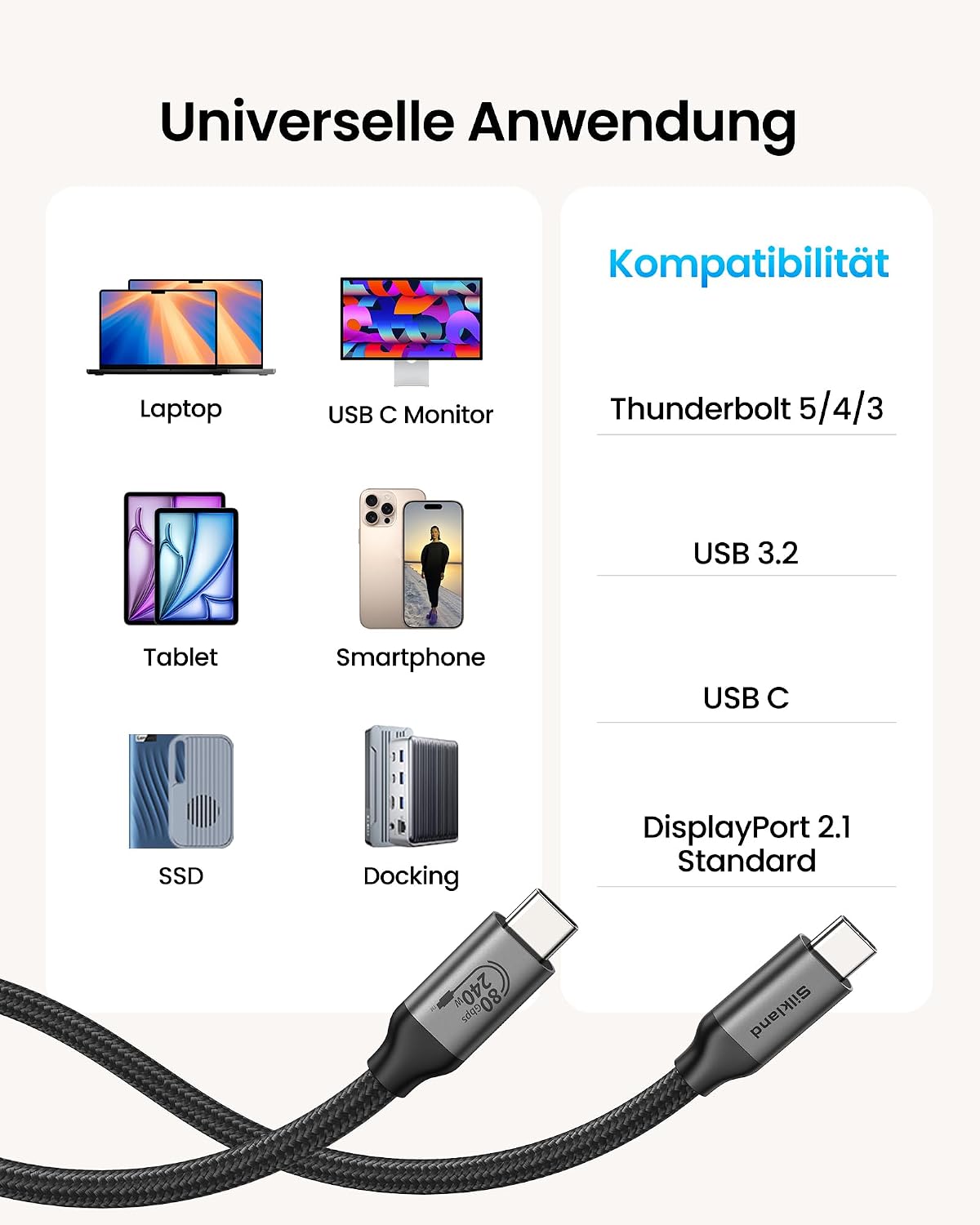 Thumbnail 6 de Silkland USB4 V2.0 80Gbps Kabel 1,2m