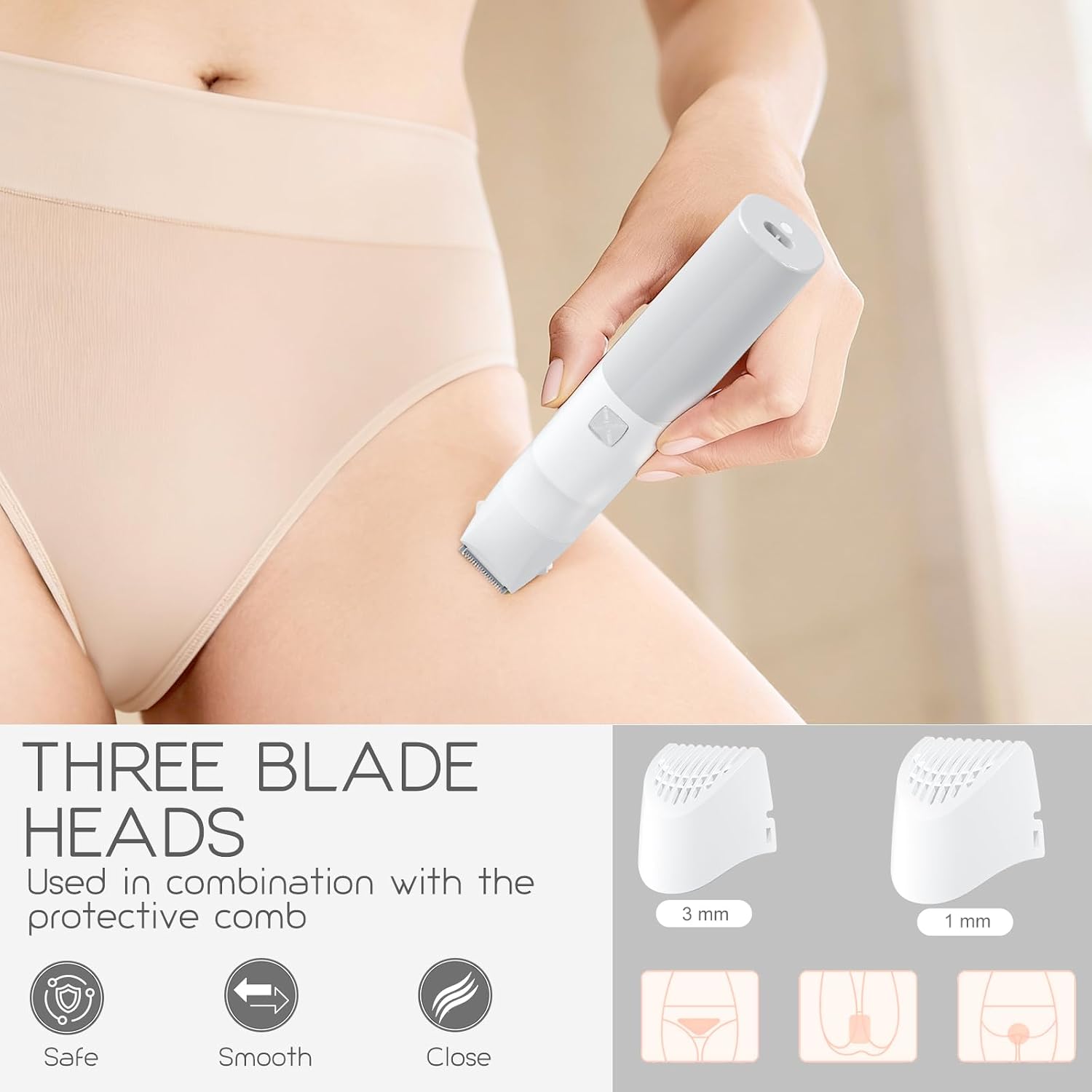 Detalle de Lady Shavers for Women: 5-in-1 Bikini Trimmer with LED Display, IPX7 Wet & Dry, USB Charging