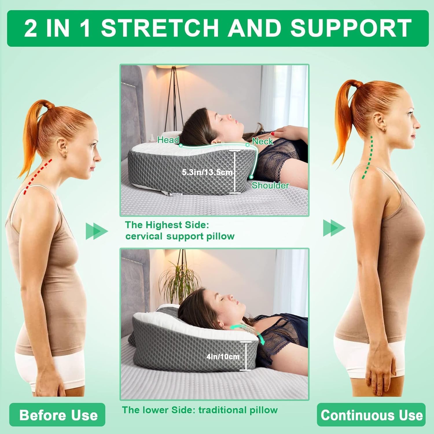Thumbnail 4 de Elviros Adjustable Height Cervical Neck Pillow for Sleepers of All Positions