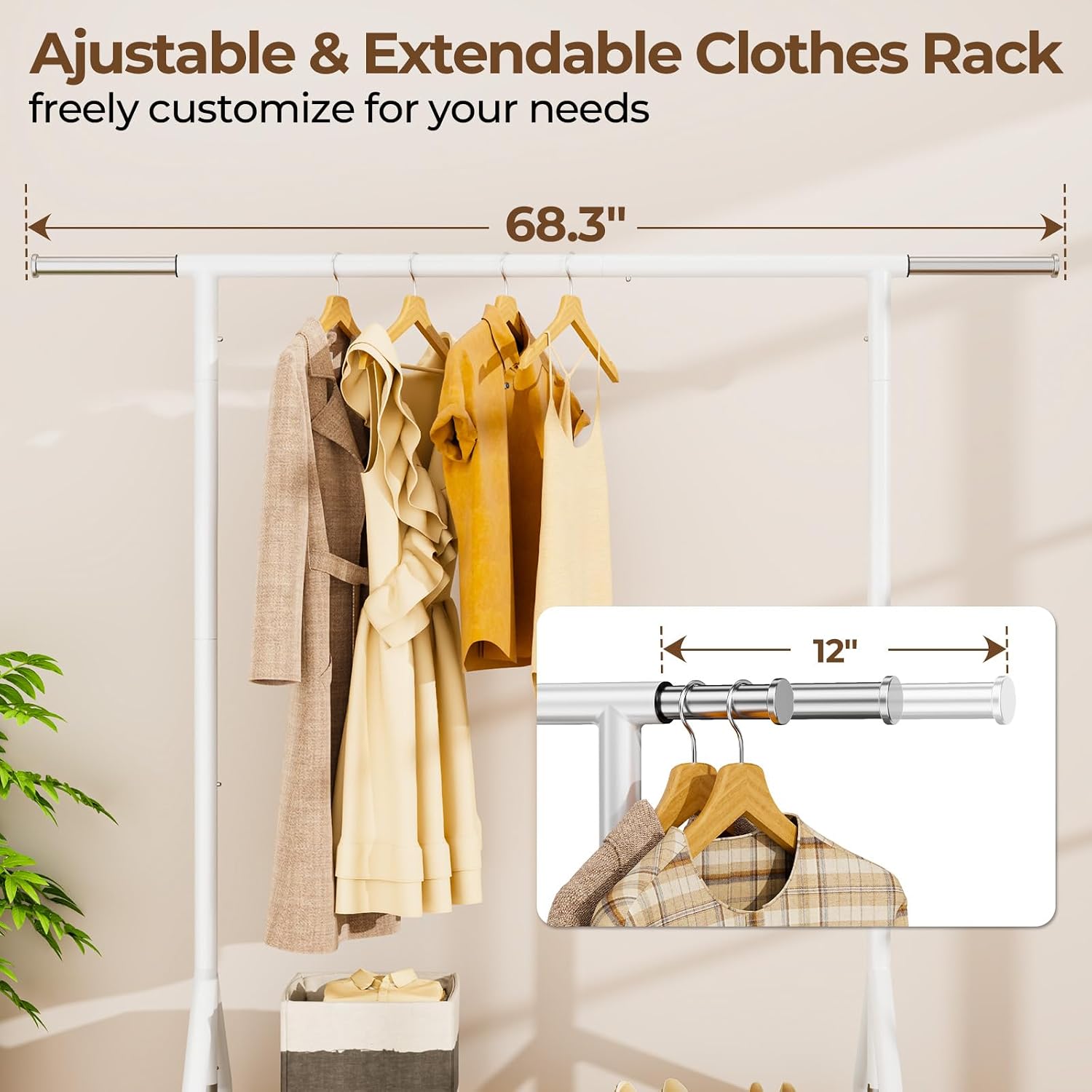 Detalle 1 de HYSEYY Heavy Duty Clothes Rack 450 lbs