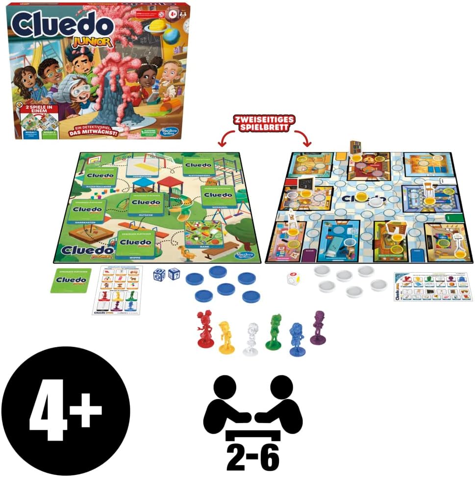 Thumbnail 2 de Hasbro Gaming Cluedo Junior – 2-seitiges Detektivspiel mit zwei Schwierigkeitsstufen für Kinder
