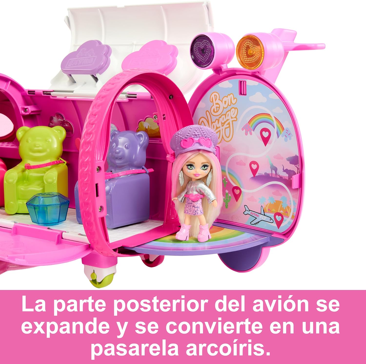 Detalle de Barbie Extra Fly Avión de juguete 15 accesorios