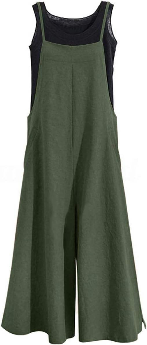 Detalle 2 de YESNO Women Casual Loose Long Bib Pants Wide Leg Jumpsuits with Pockets (PZZTYP2)