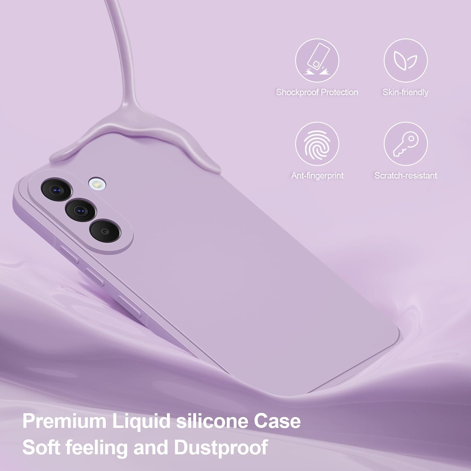 Detalle de Btstring Case for Samsung Galaxy A57 – Soft Silicone Case with Upgraded Camera Protection (Purple)