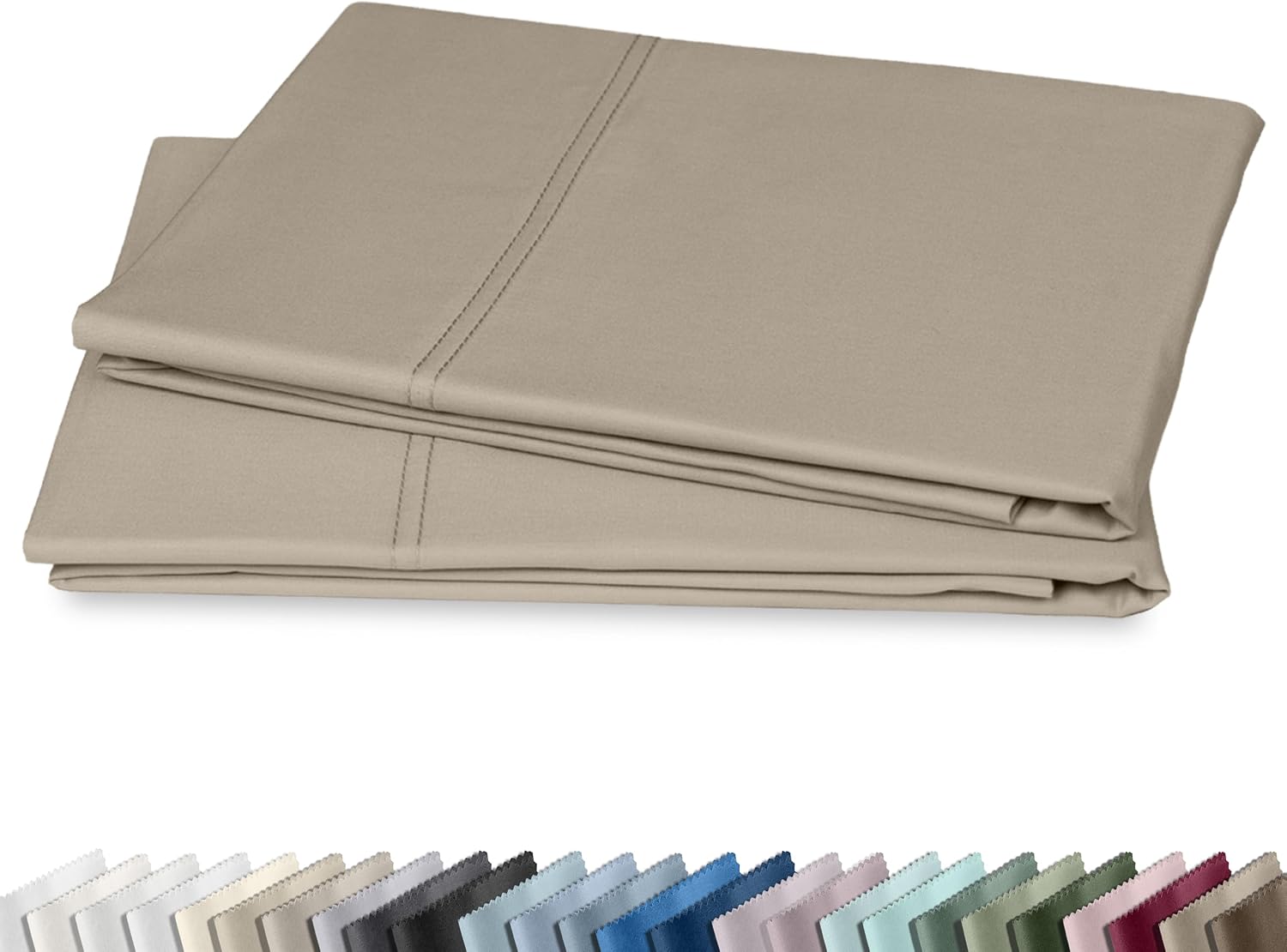 Detalle de California Design Den 600 Thread Count Cotton Pillowcases, Standard/Queen, Taupe
