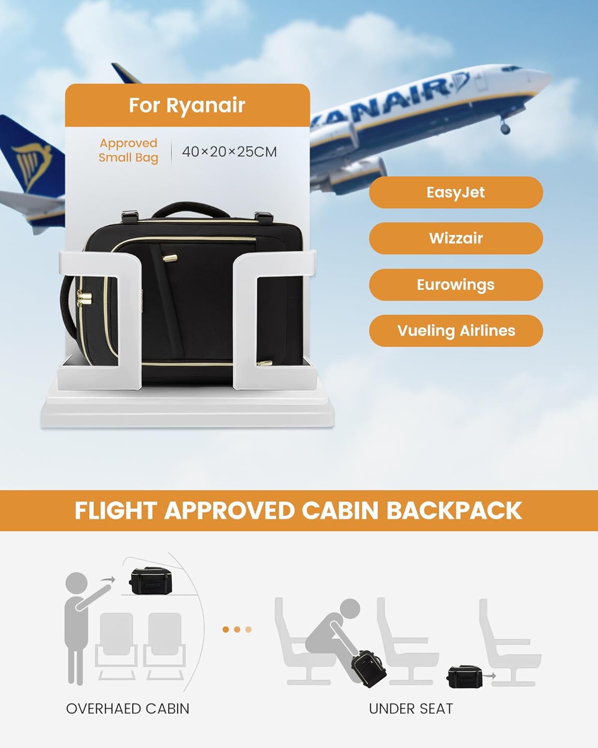 Detalle de LOVEVOOK Ryanair Cabin Bag 40x30x20
