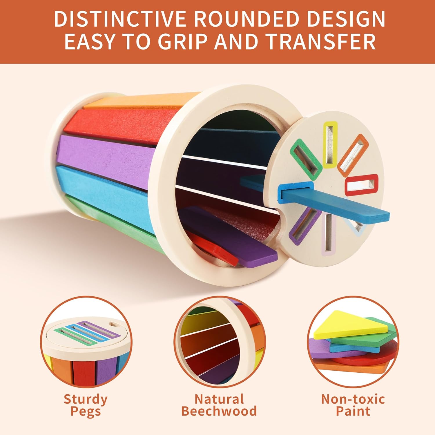 Detalle 2 de CAIXINYI: Set Montessori in legno per abbinamento colori e forme (1–3 anni)