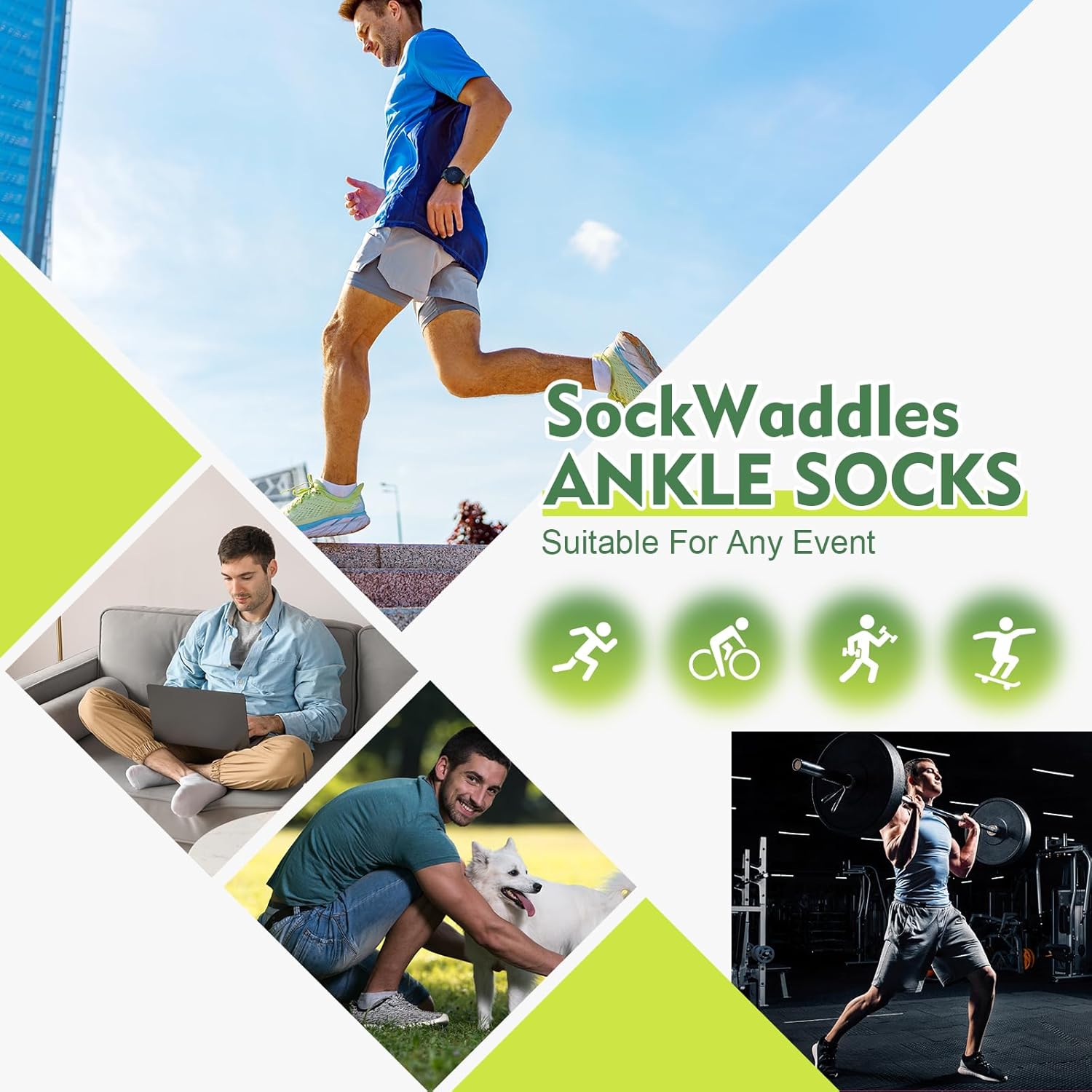 Thumbnail 6 de SockWaddles: 10 Paia Calzini Corti Unisex in Cotone - Traspiranti e Resistenti