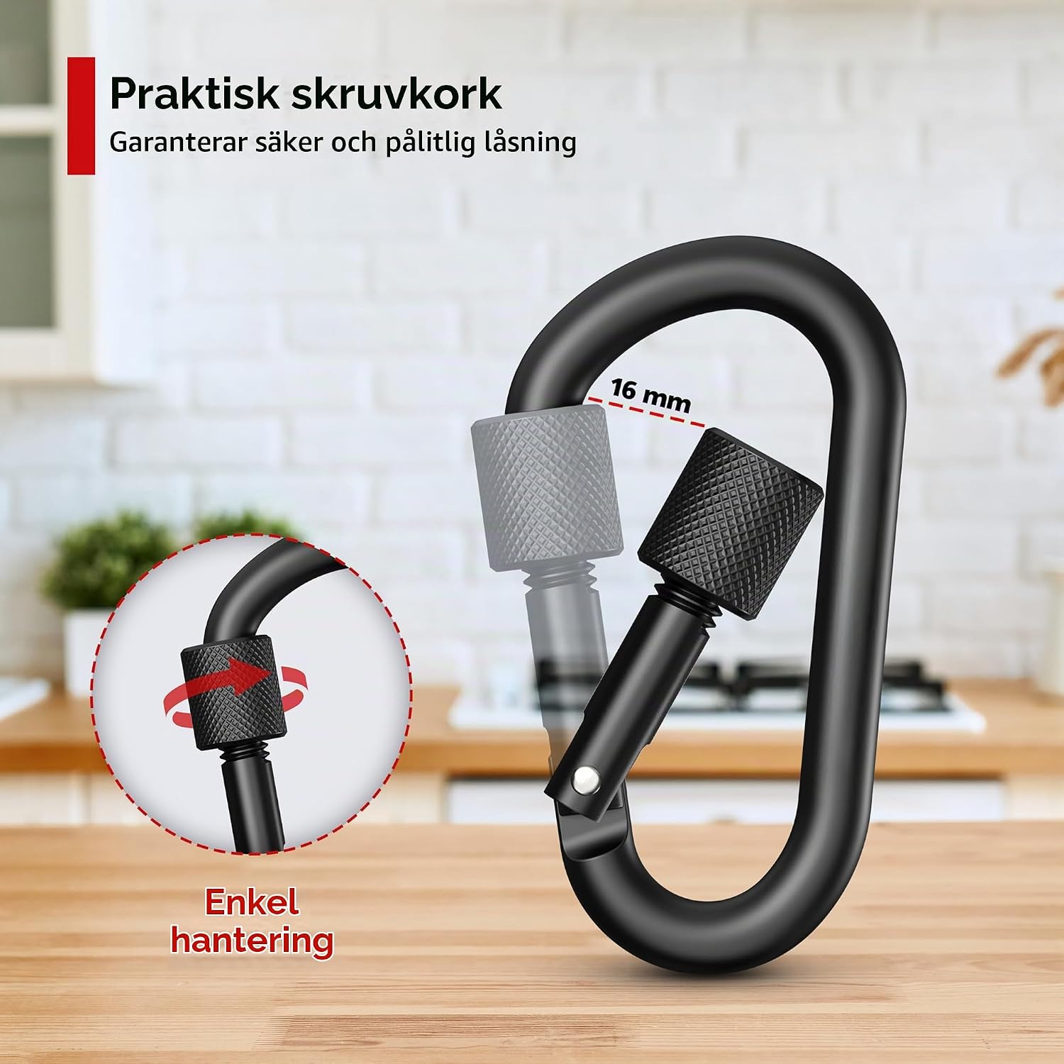 Thumbnail 1 de RAVN HAMAN 10 karbinhakar i aluminium med skruvlås, upp till 30 kg
