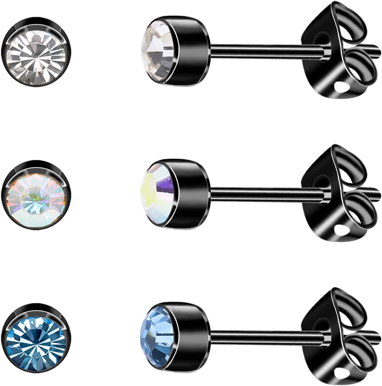 Detalle 2 de 3er-Set Titan-Ohrstecker 4–5 mm, hypoallergen