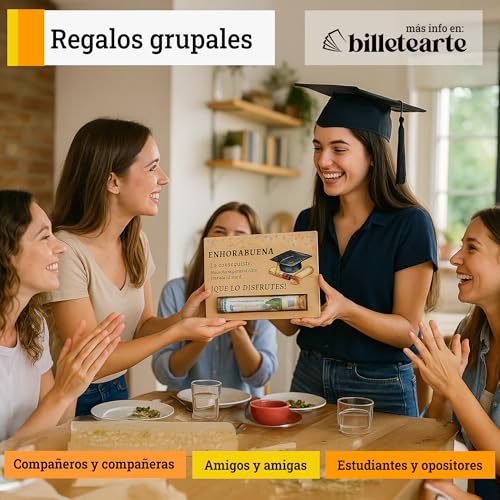 Thumbnail 2 de METACREART Regalo de graduación en madera con tarjeta para dinero y su tubo de cristal