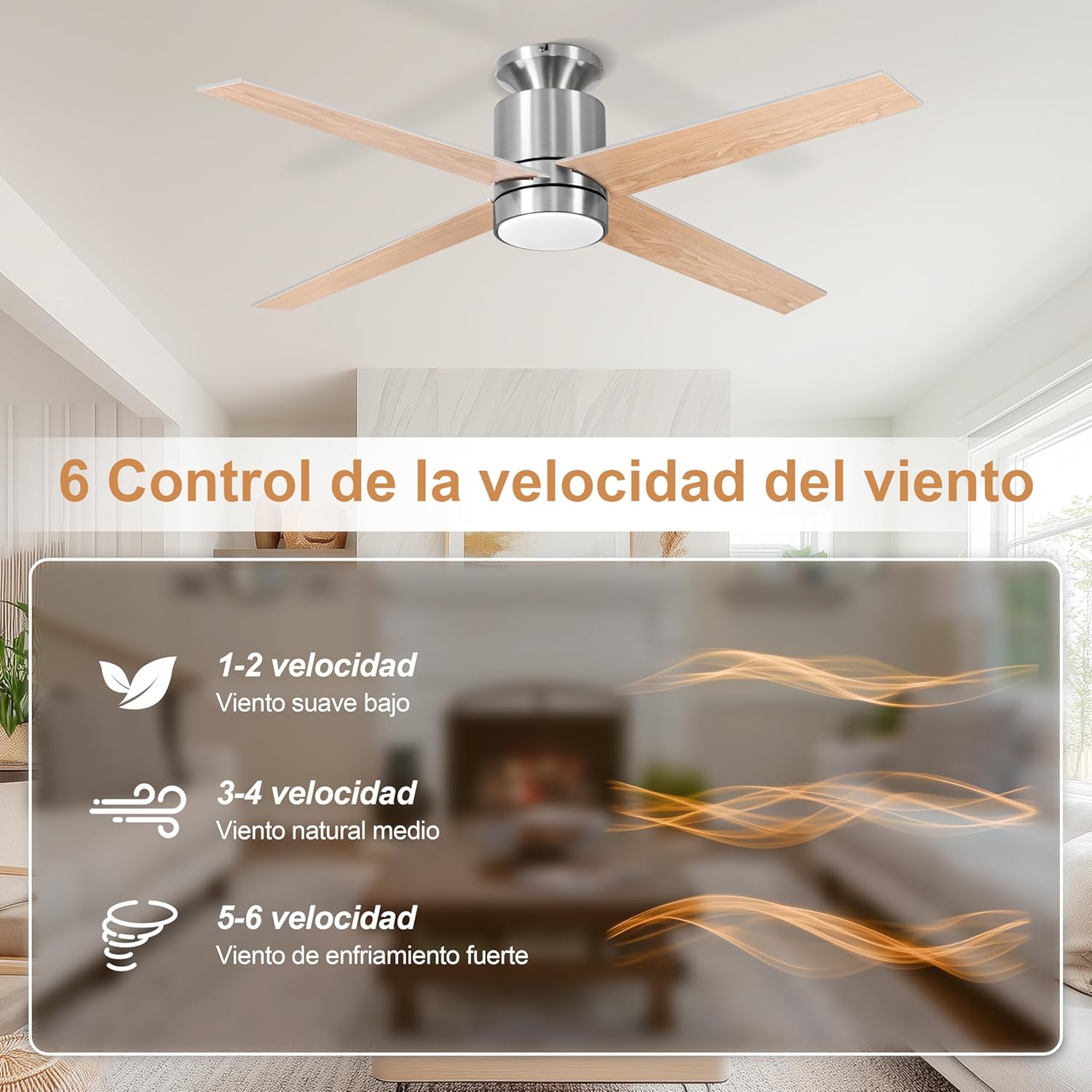 Thumbnail 3 de Ventilador de Techo Plateado con Luz 132cm Mando a Distancia