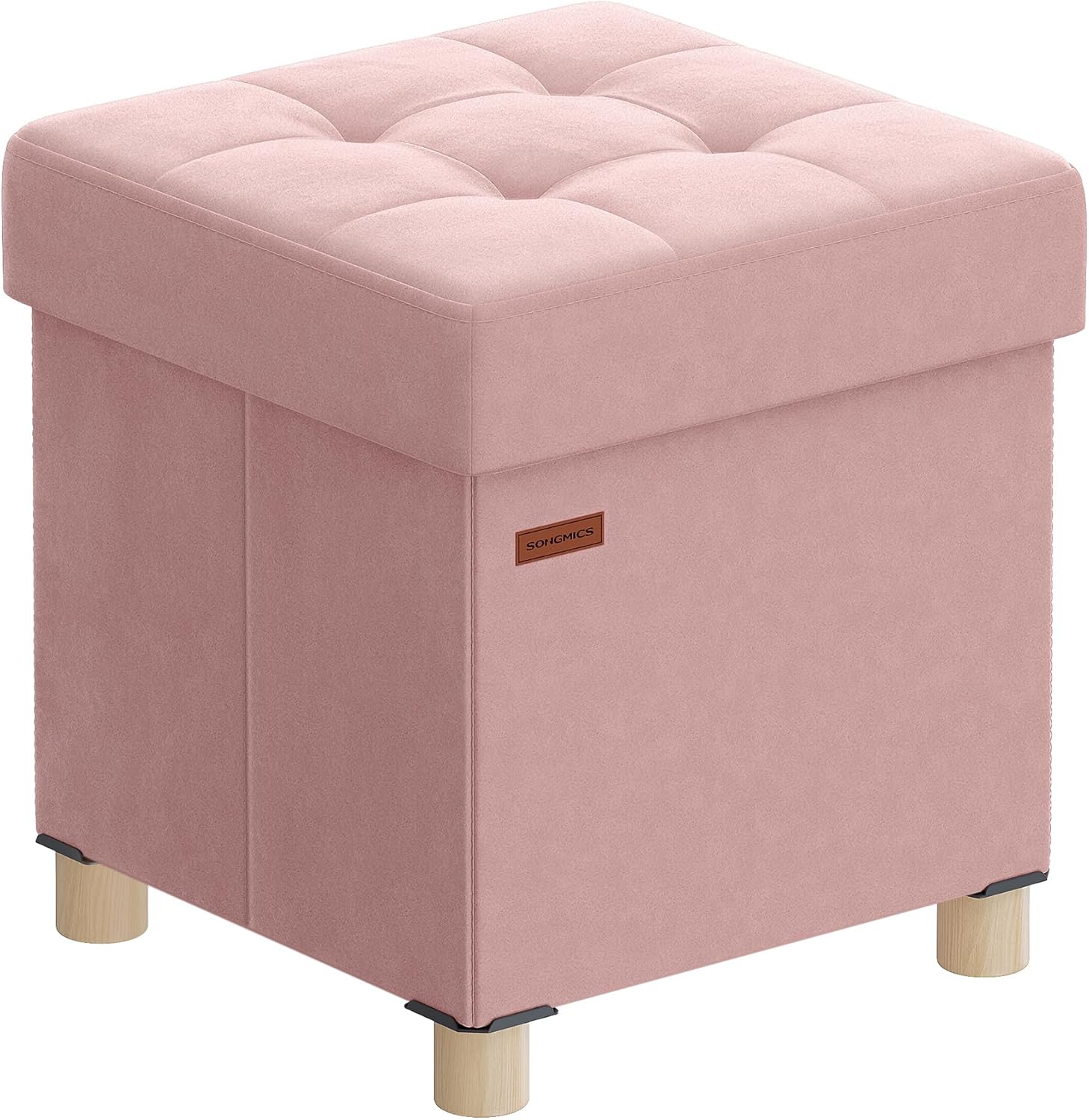 Detalle de SONGMICS Pouf Contenitore 37 L rosa pastello