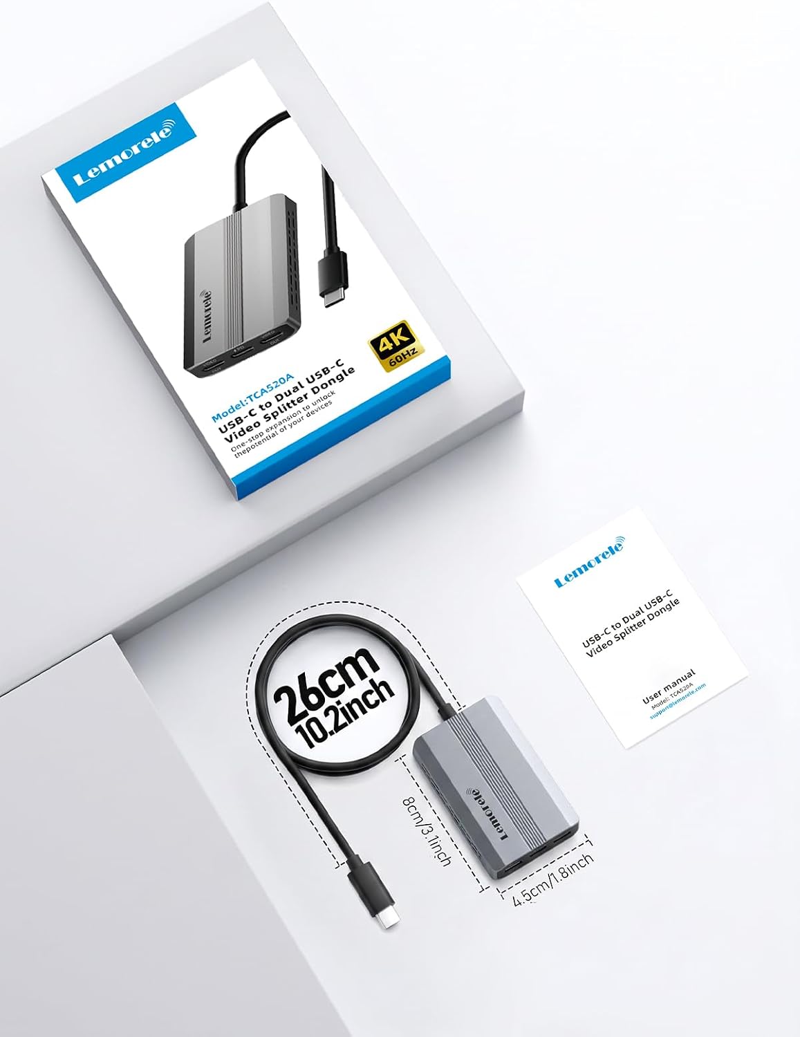Thumbnail 6 de Lemorele TCA520A USB-C Video Splitter, Dual 4K@60Hz, 100W PD