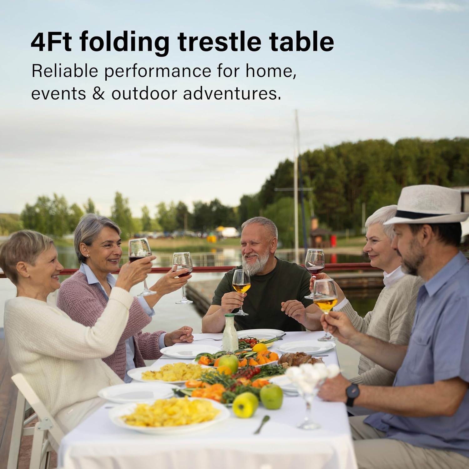 Thumbnail 1 de Trestle Table 6ft Heavy Duty Folding Table – 1.8m Outdoor Plastic Picnic Table