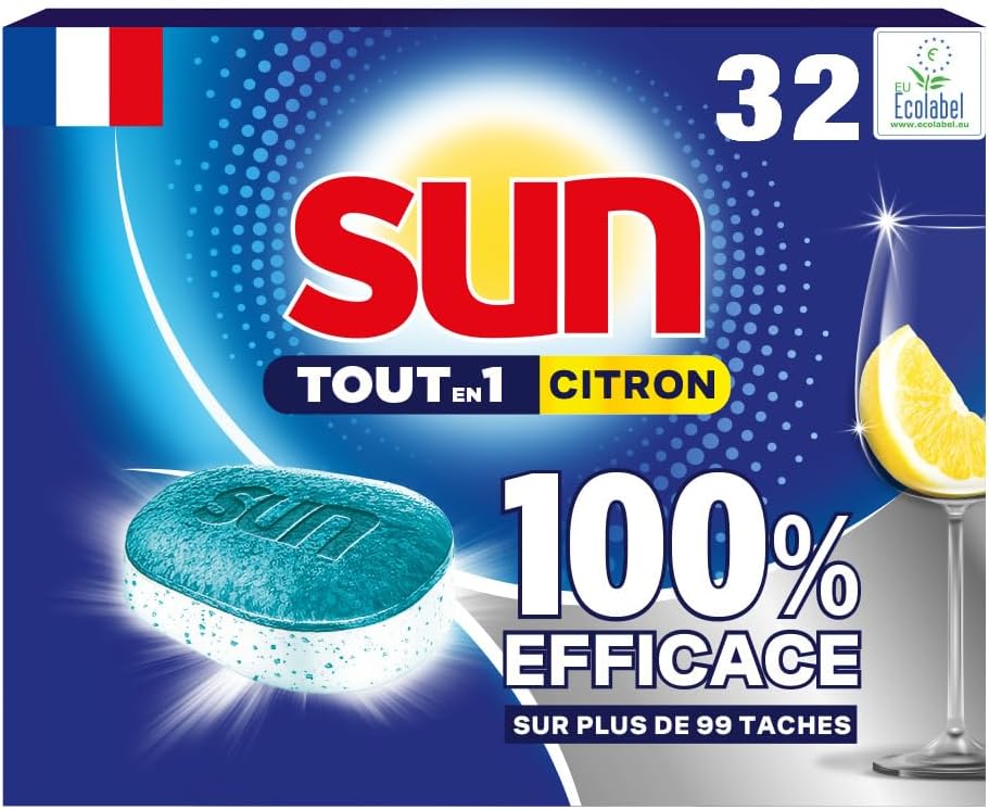 Detalle de SUN Pastilles Lave-vaisselle Tout en 1 Citron – 86 tablettes