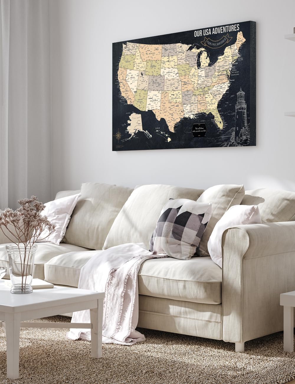 Thumbnail 2 de IPIC USA Map Wall Art 36 x 24 in