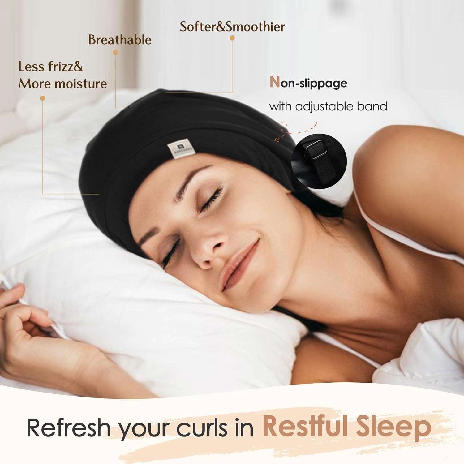 Thumbnail 2 de YANIBEST Silk Satin Bonnet Adjustable Sleep Cap for Curly Hair