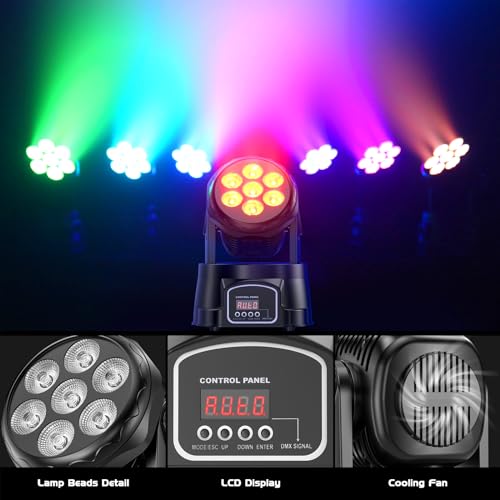 Detalle de Delibang 2 Unità 7X15W Teste mobili LED Wash DMX512 RGBW 4 in 1 – versione aggiornata