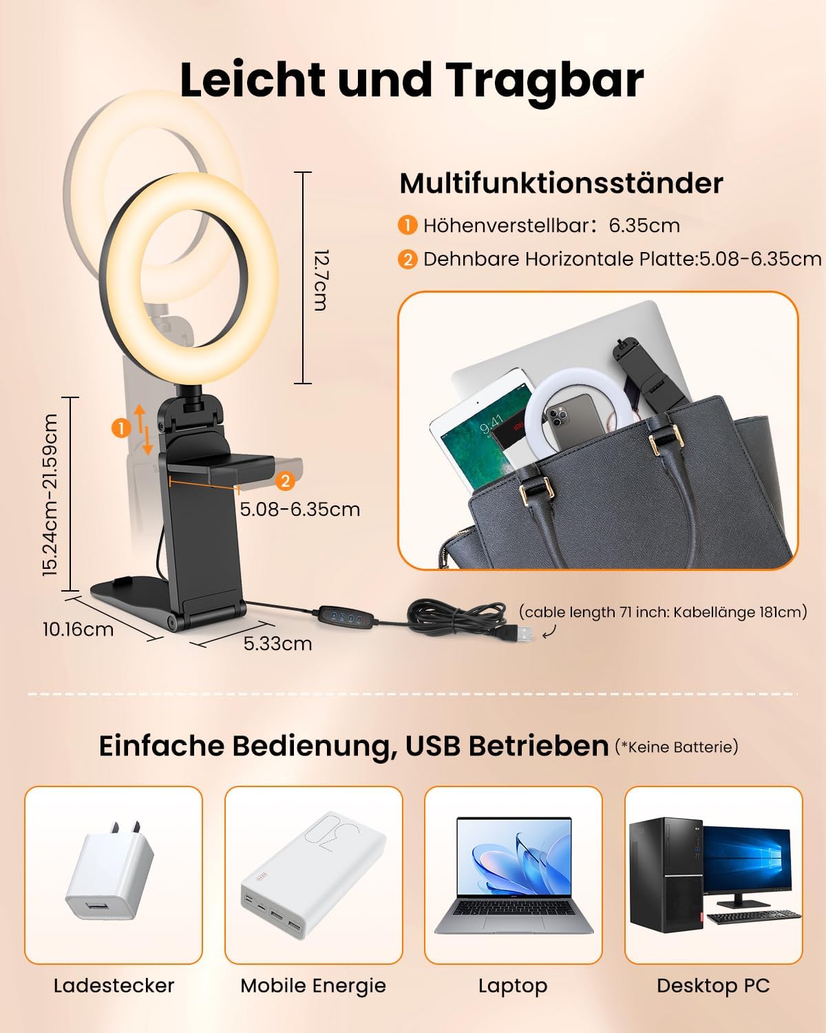 Detalle 2 de Ringlicht 5" Upgrade für Laptop