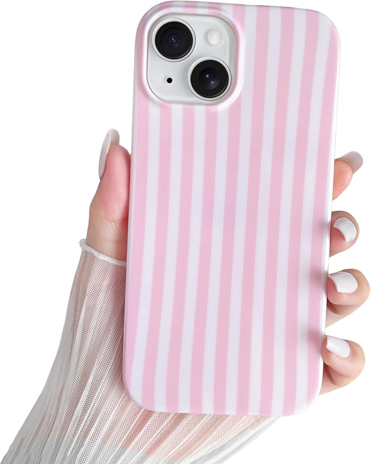Detalle de SmoBea iPhone 13 case (6.1 inch) in pink striped TPU – slim, shock-absorbing protection