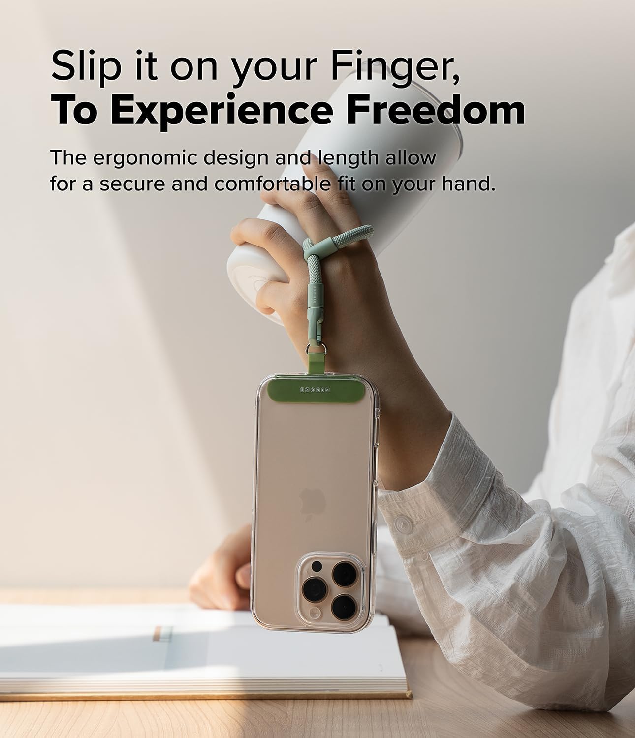 Detalle de Ringke Holder Link Flow Finger Ring Strap with Patch - Mute Mint