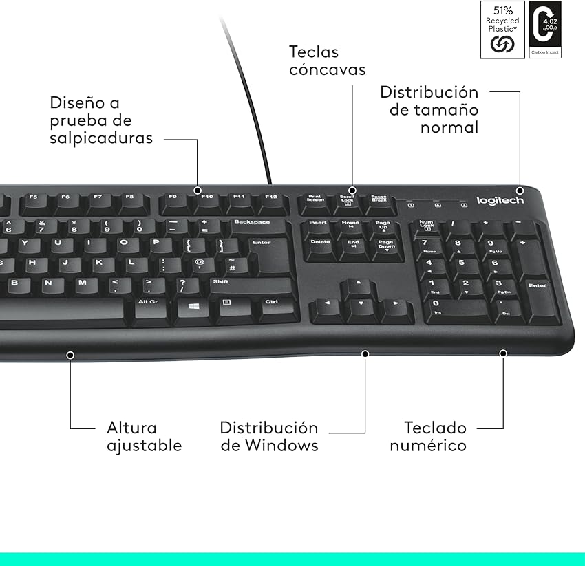 Thumbnail 6 de Logitech K120 Teclado USB QWERTY Español — Resistente a salpicaduras