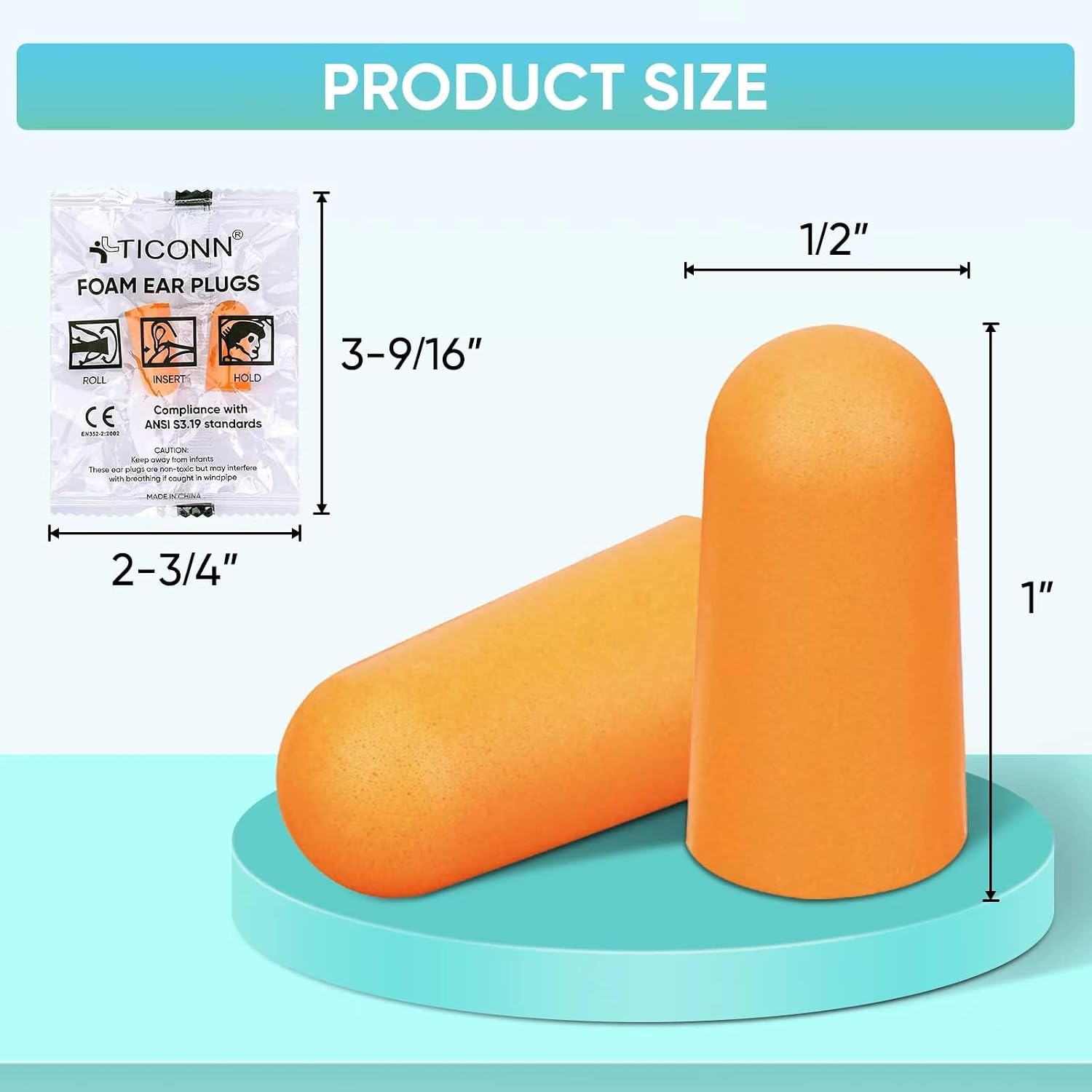 Thumbnail 1 de TICONN 100-Pair Foam Ear Plugs, Up to 32 dB Noise Reduction, Disposable