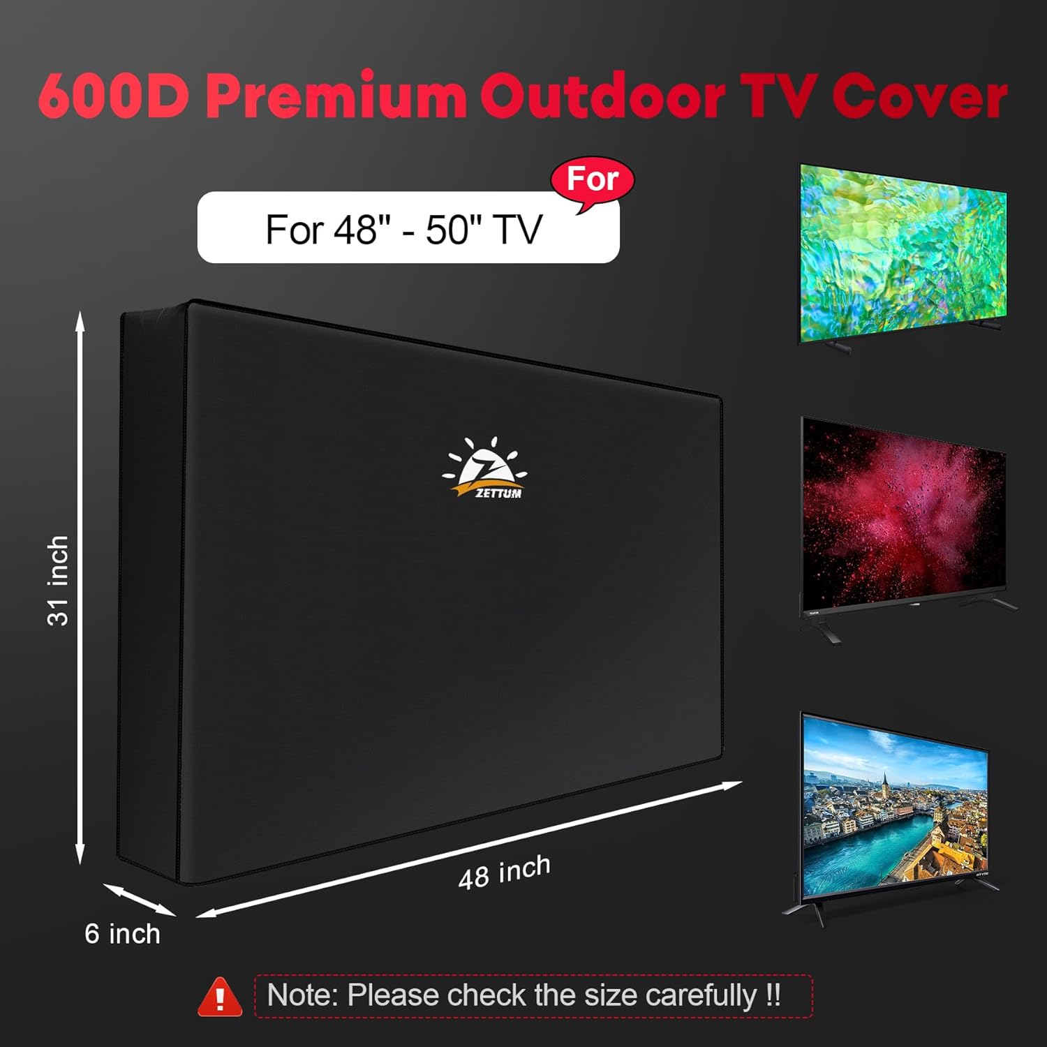 Thumbnail 1 de Zettum Outdoor TV Cover 50 Inch: Heavy-Duty, Weatherproof Protection for 48–50 Inch TVs