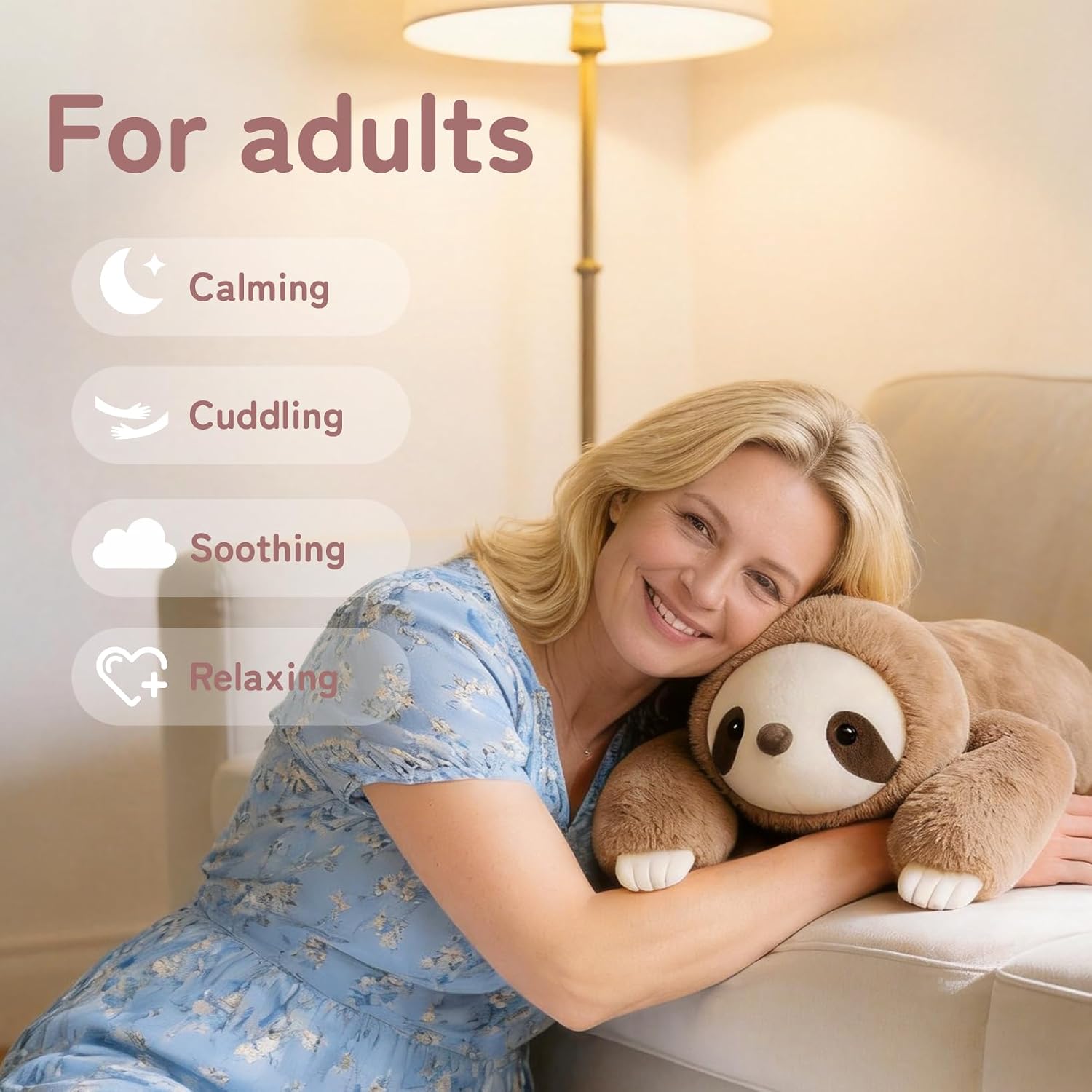 Detalle 2 de Niuniu Daddy 20" Weighted Sloth Plush — 3.3 lb Comfort Pillow for All Ages