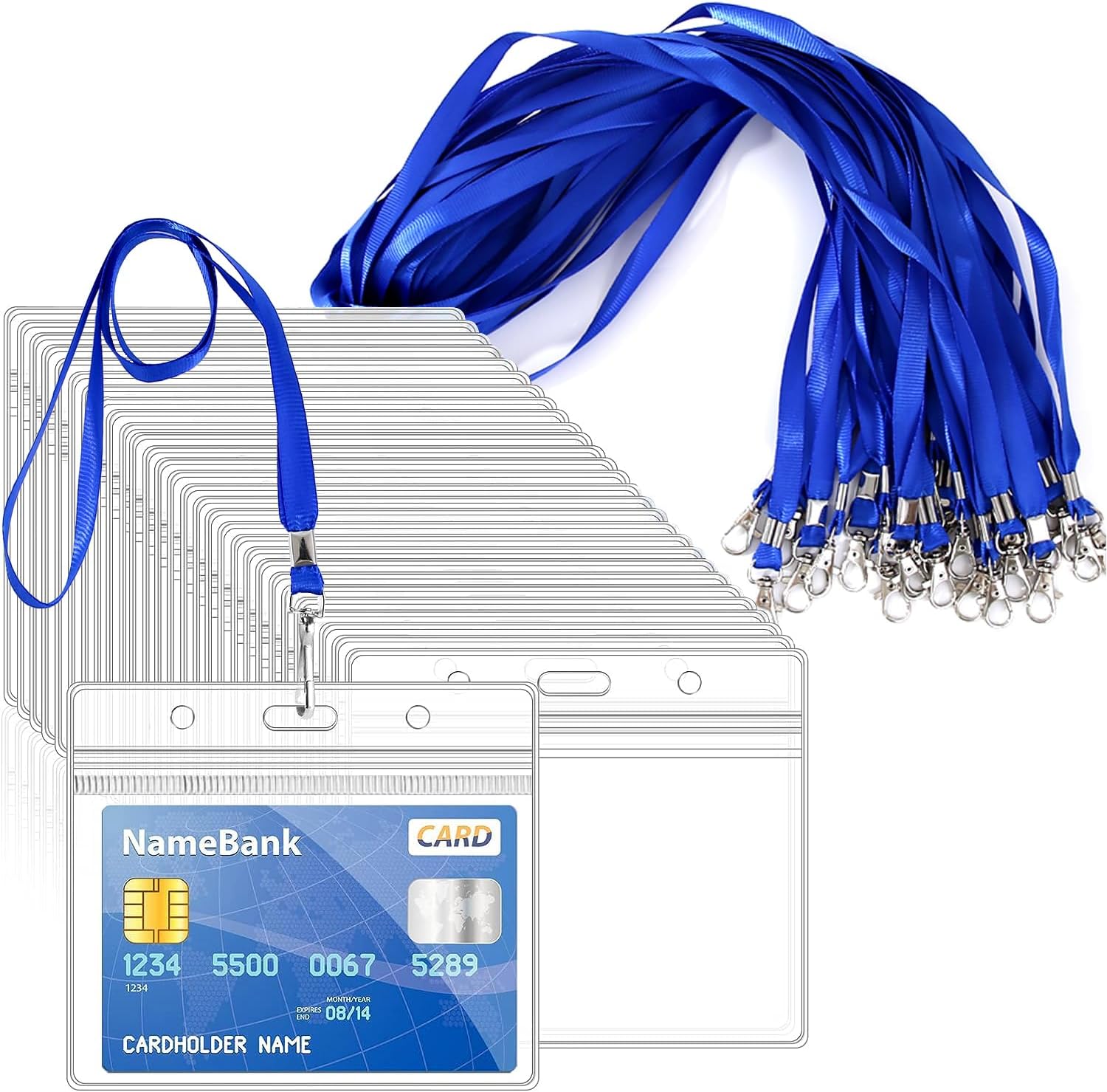 36pcs Blue Lanyards with Card Holders 46cm