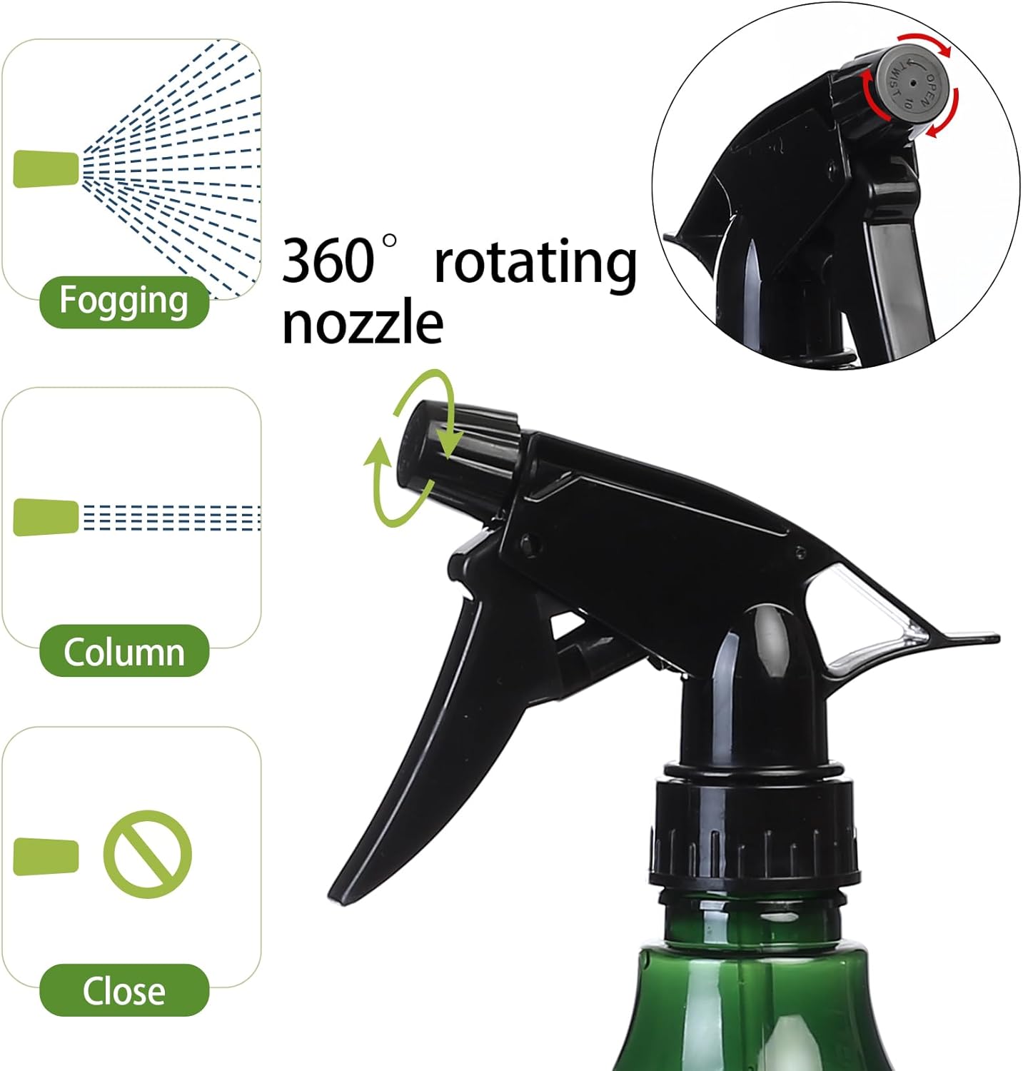 Detalle de AIOUHMYM 2 x 500 ml water spray bottles for plants (mist & jet modes)