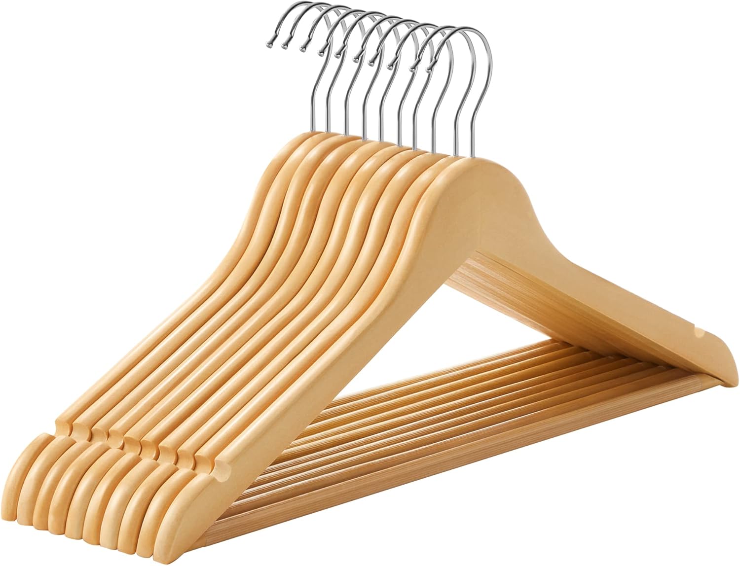 Detalle de SONGMICS CRW001-10 Holz-Kleiderbügel 10er Set