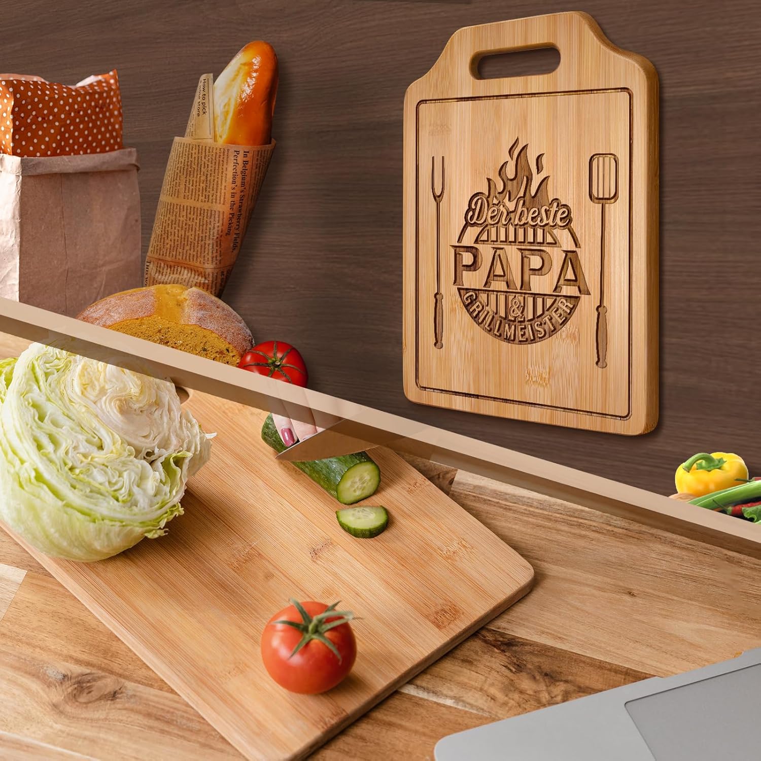 Thumbnail 4 de Giftasy Graviertes Bambus-Schneidebrett für Papa – Personalisiertes Geschenk mit Lasergravur