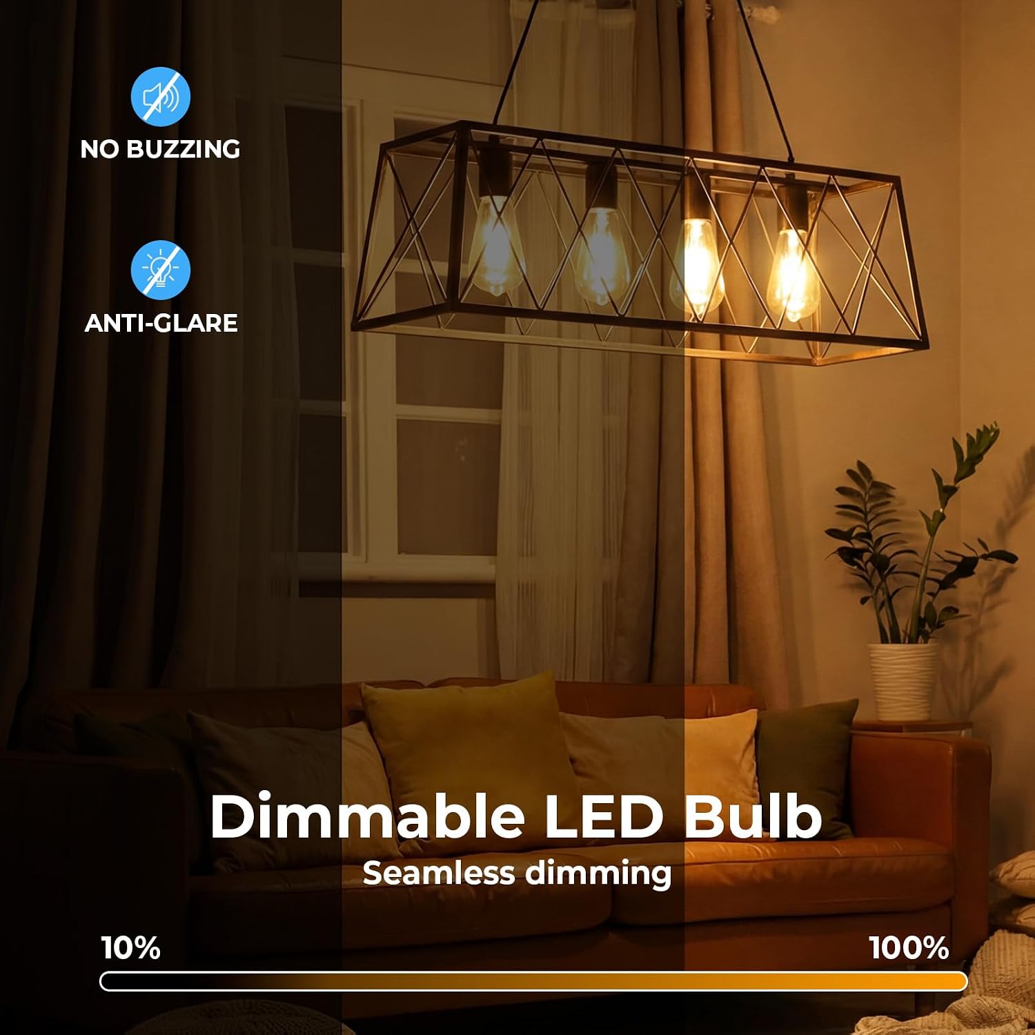 Detalle 2 de GvvooHome ST5860W-27KSF-18P-DIM ST58 LED Bulbs, Dimmable, 2700K, 18-Pack