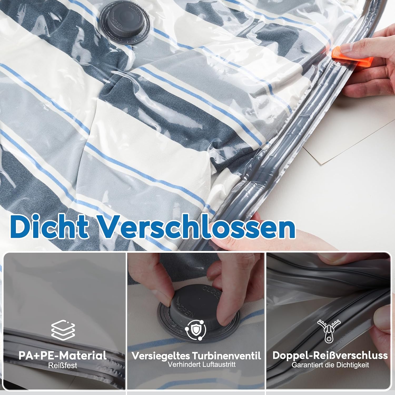 Thumbnail 4 de Reise Vakuumbeutel für Kleidung mit kabelloser Elektropumpe – 15 Stück in drei Größen (40×50, 40×60, 50×60 cm)