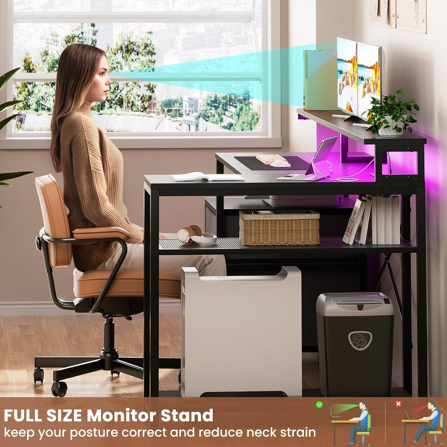 Detalle de Aheaplus L-Shaped Desk with MDF Board