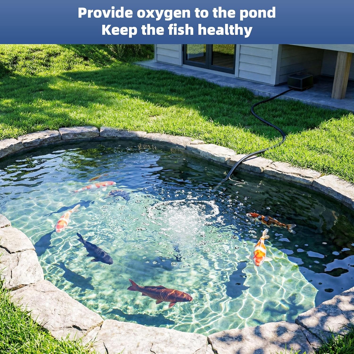 Detalle de Biling Pond Aerator for Fish Ponds (2400L/H, 43dB) with UK Plug
