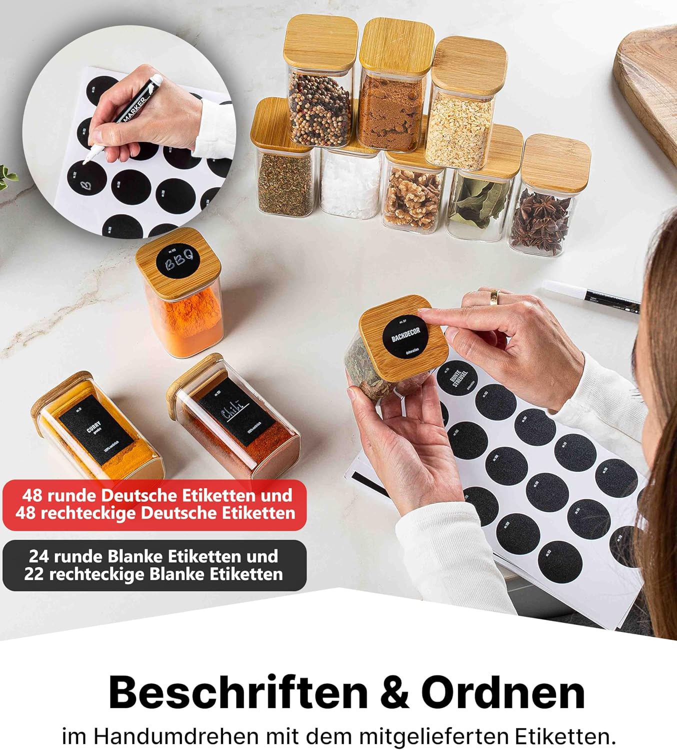 Thumbnail 6 de Deco haus® Gewürzgläser Eckig 280 ml 🧂