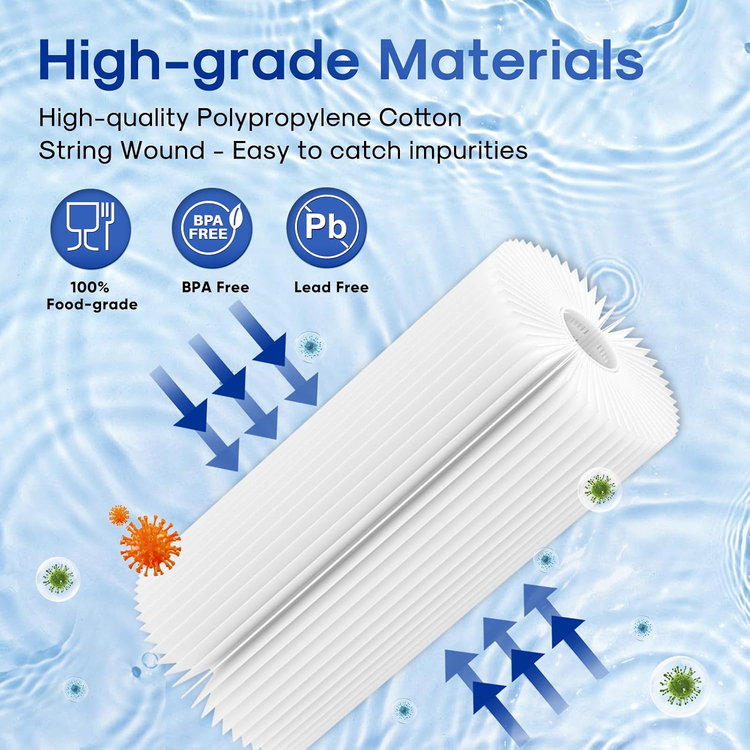 Thumbnail 4 de ICEPURE PPL10BB-05 Whole House Sediment Filter, 5 Micron, 10 x 4.5-Inch, 2-Pack