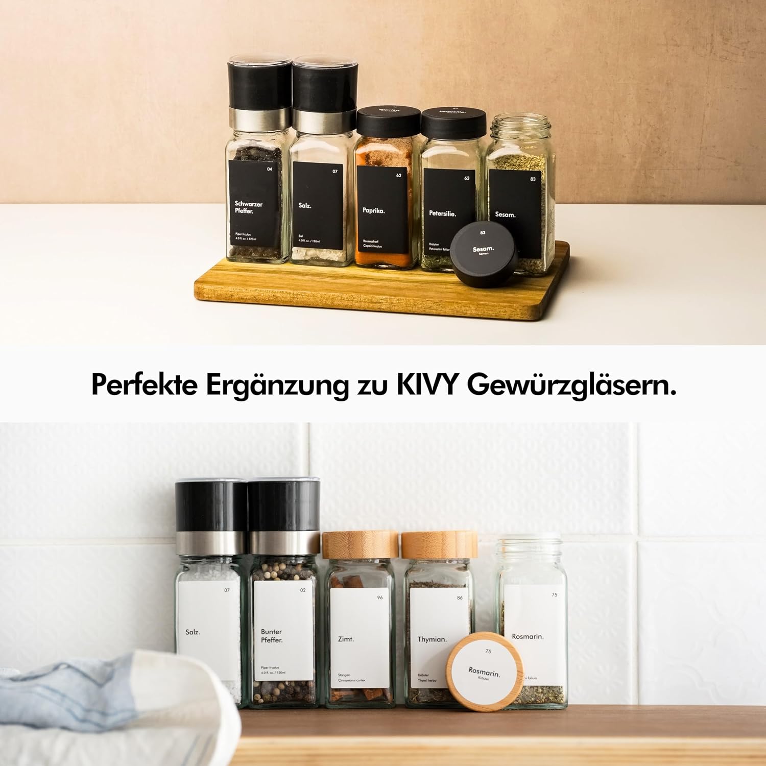 Detalle 2 de KIVY Salz- und Pfeffermühle 2er Set – Präzises Keramikmahlwerk, klare Einsatzmöglichkeiten