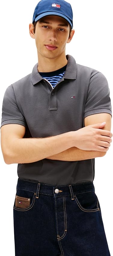 Detalle de Tommy Jeans TJM Slim Placket Polo XXL, gris