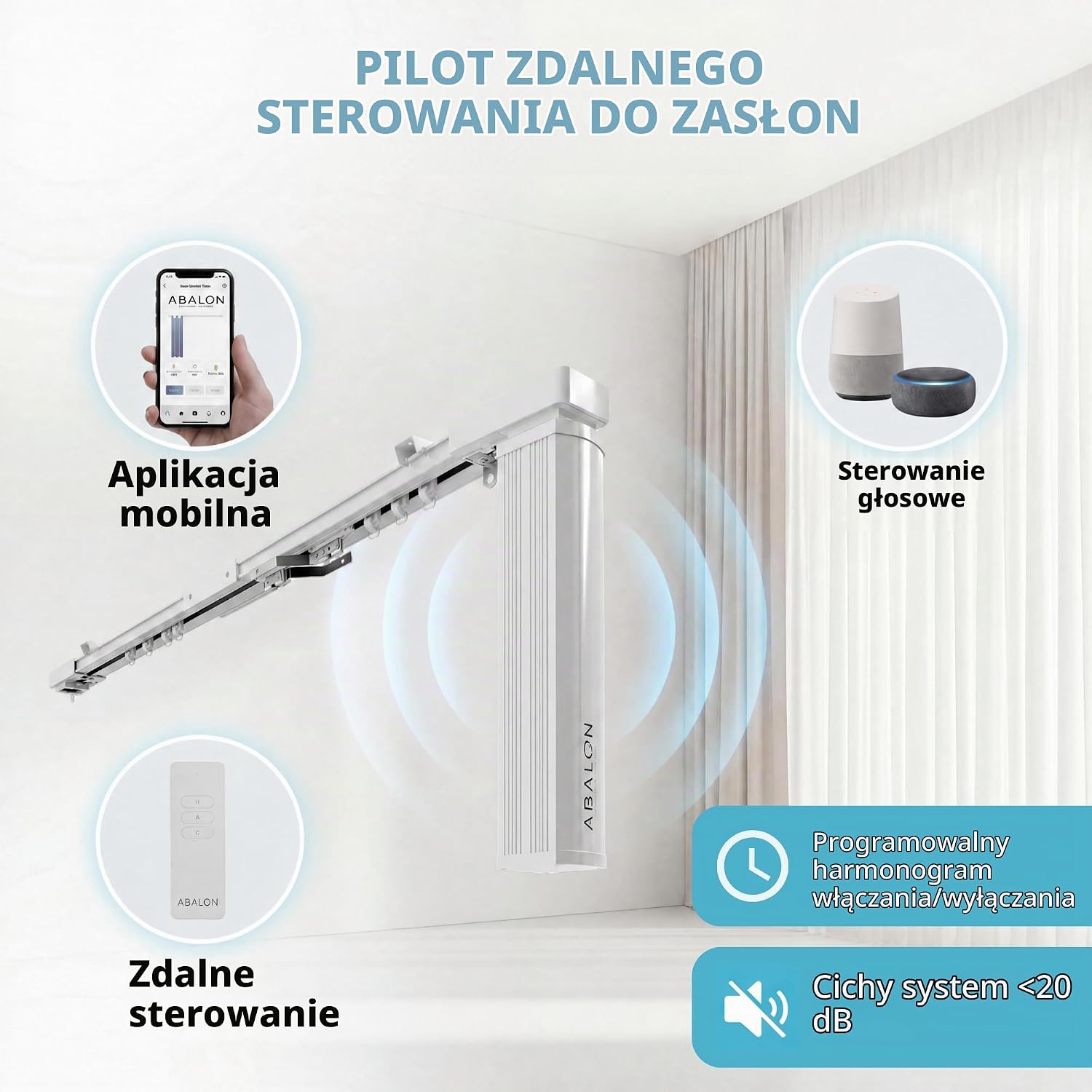 Detalle de ABALON karnisz z napędem Wi-Fi 3 m