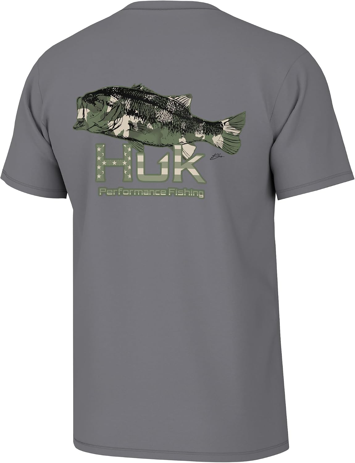 Detalle de HUK Mens Performance Fishing Logo Tee, Short Sleeve – Sun Protection & Cool Comfort