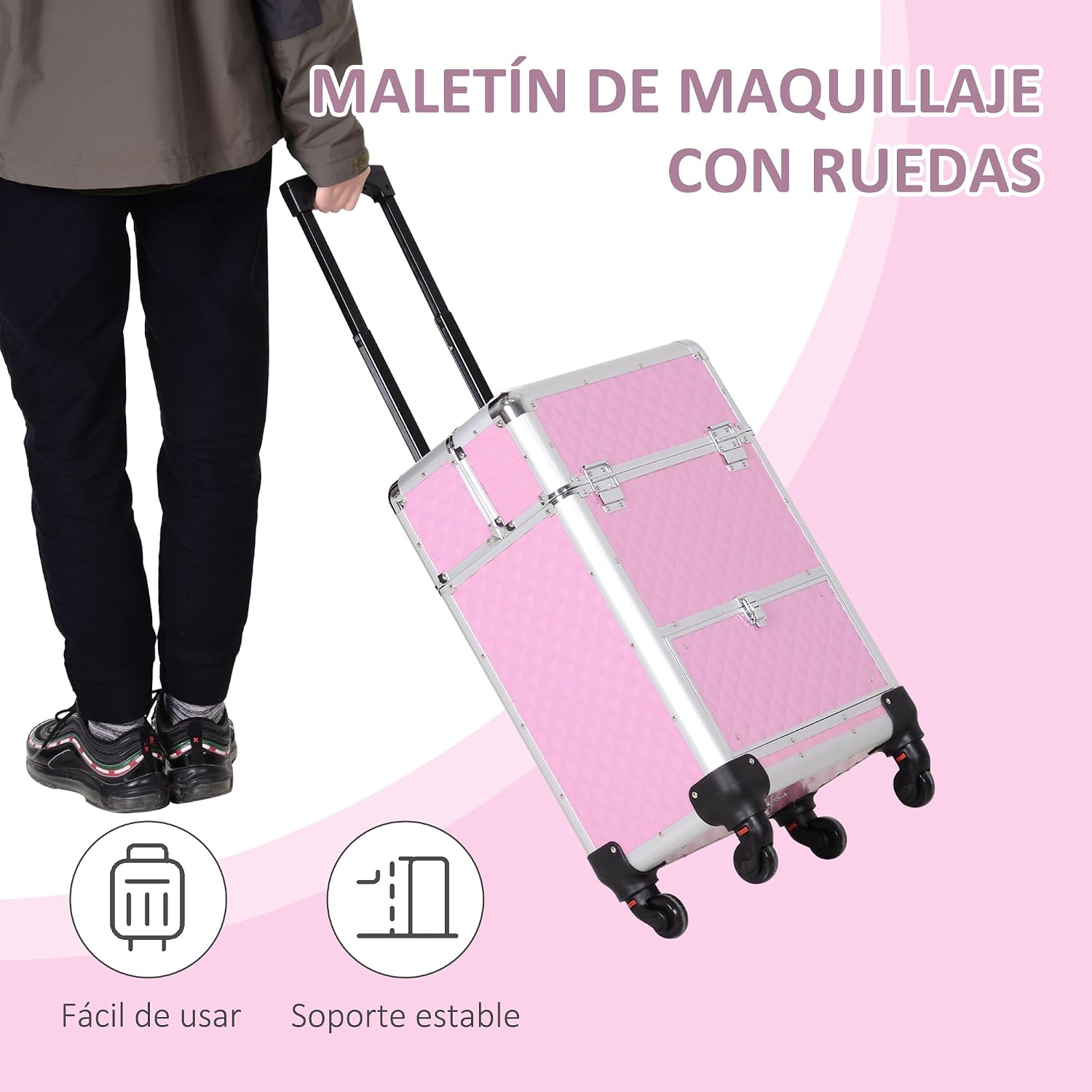 Thumbnail 3 de HOMCOM Maleta de Maquillaje Profesional Rosa