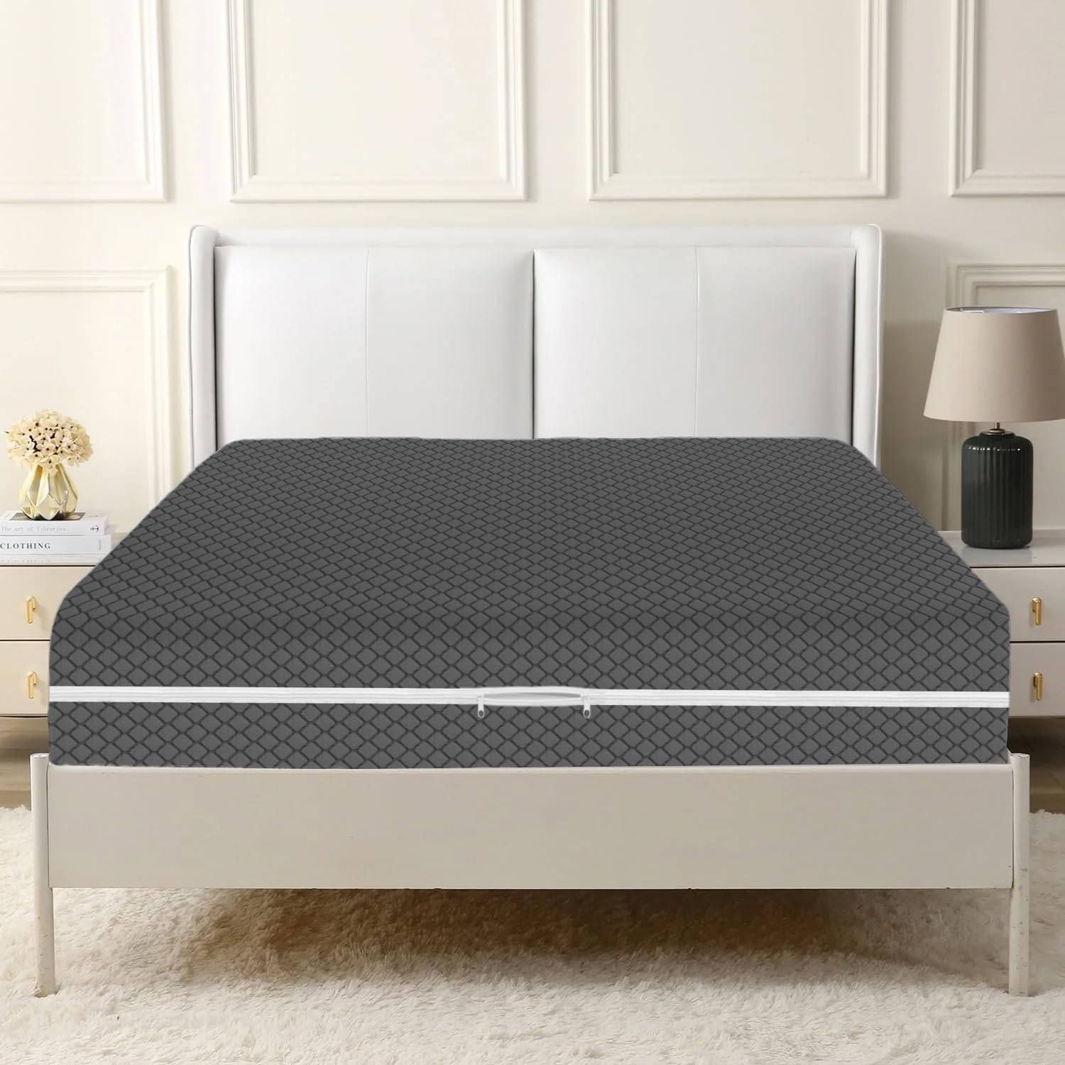 Thumbnail 4 de Mattress Zipped Cover Full Encasement: Anti Bed Bug, 30cm Deep, Hypoallergenic (Dark Grey, Double)