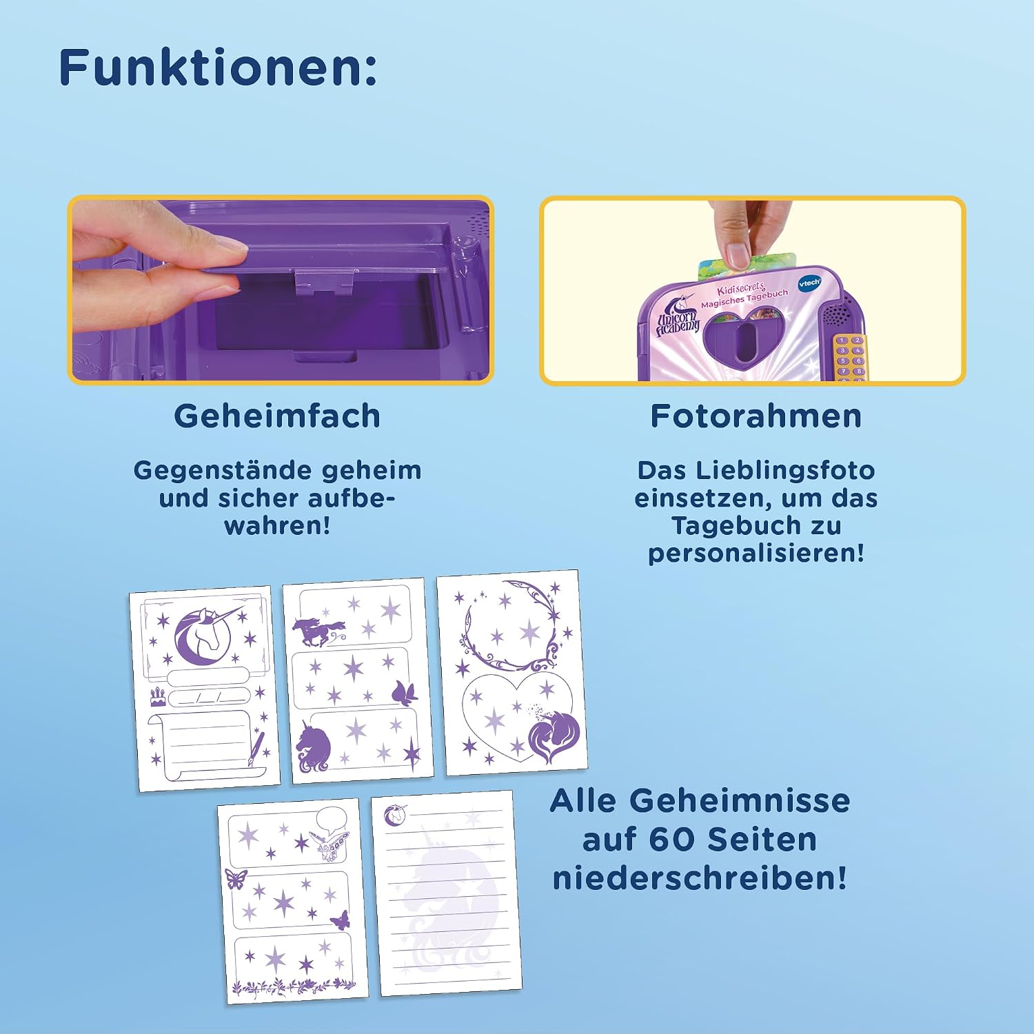 Detalle de VTech Unicorn Academy: Magisches Tagebuch mit Sophias Originalstimme für Kinder (5–12 Jahre)