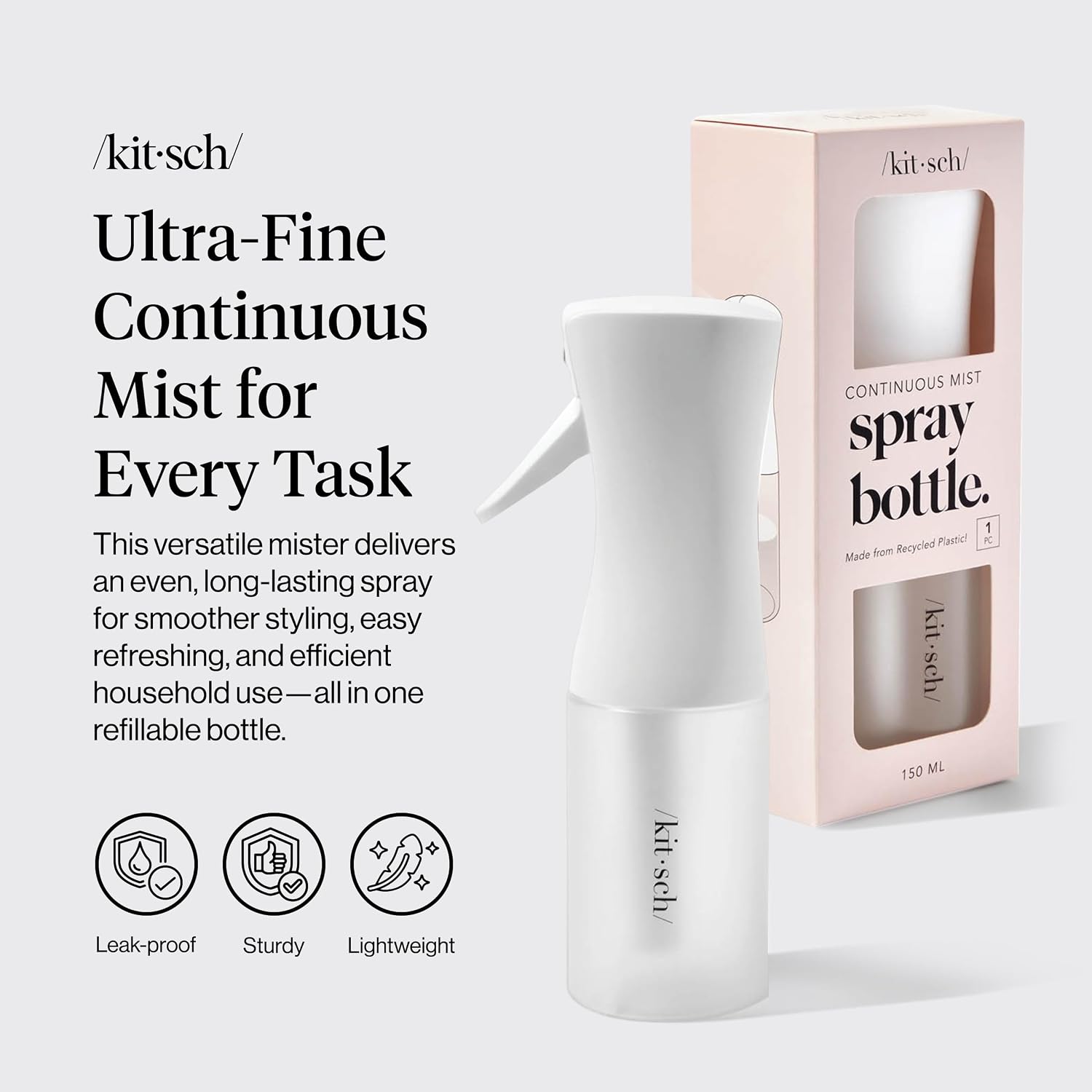 Detalle 2 de Kitsch Continuous Spray Bottle 150ml mist spray 💧
