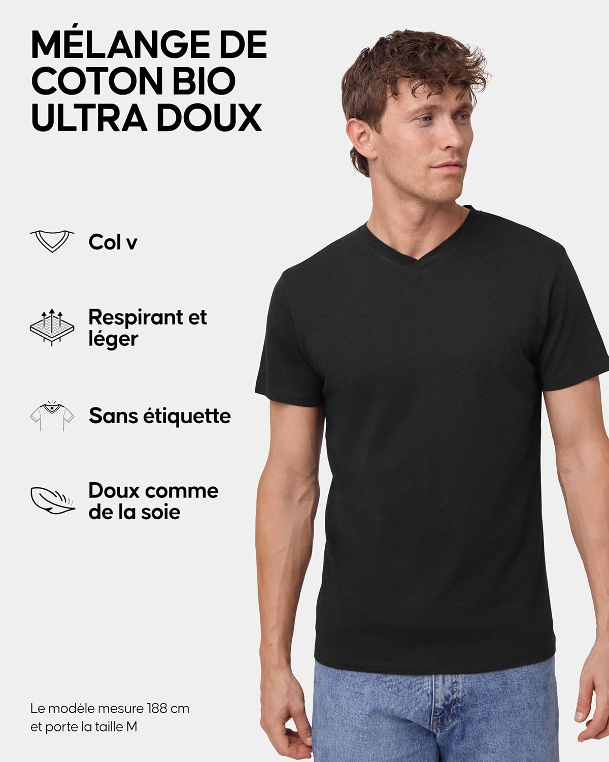 Detalle 2 de DANISH ENDURANCE T-Shirts Coton Bio Col V